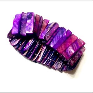 Gorgeous purple abolone shell bead funky stretch bracelet